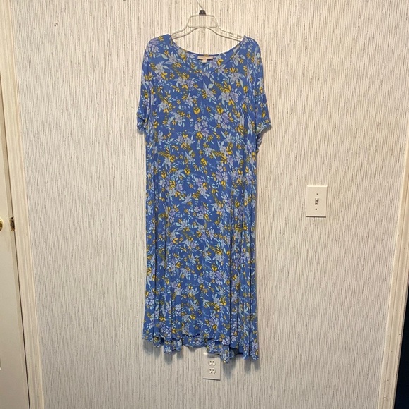 Woman Within Dresses & Skirts - Woman Within Blue and Yellow Floral Crinkle Texture 1X Dress for any Events